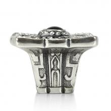 Edgar Berebi 8225/16 - Chinoiserie Knob; Jet With Clear Crystal and Jet Cabochon Burnish Silver Finish