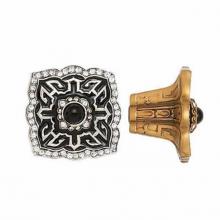 Edgar Berebi 8225/1 - CHINOISERIE KNOB; JET w/ SILK CRYSTAL AND JET CABOCHON