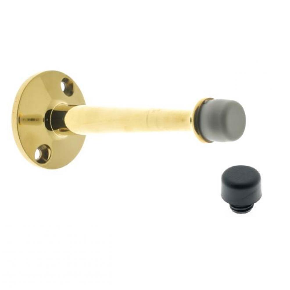 Solid Brass 3-3/4'' Base Stop W/ 2 Screw Holes (Surface Mount) Polished Brass No Lacquer