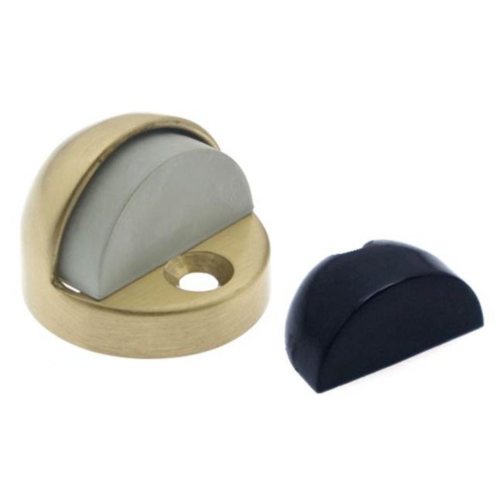 High Dome Stop W/ Black & Grey Rubber Bumper Satin Brass