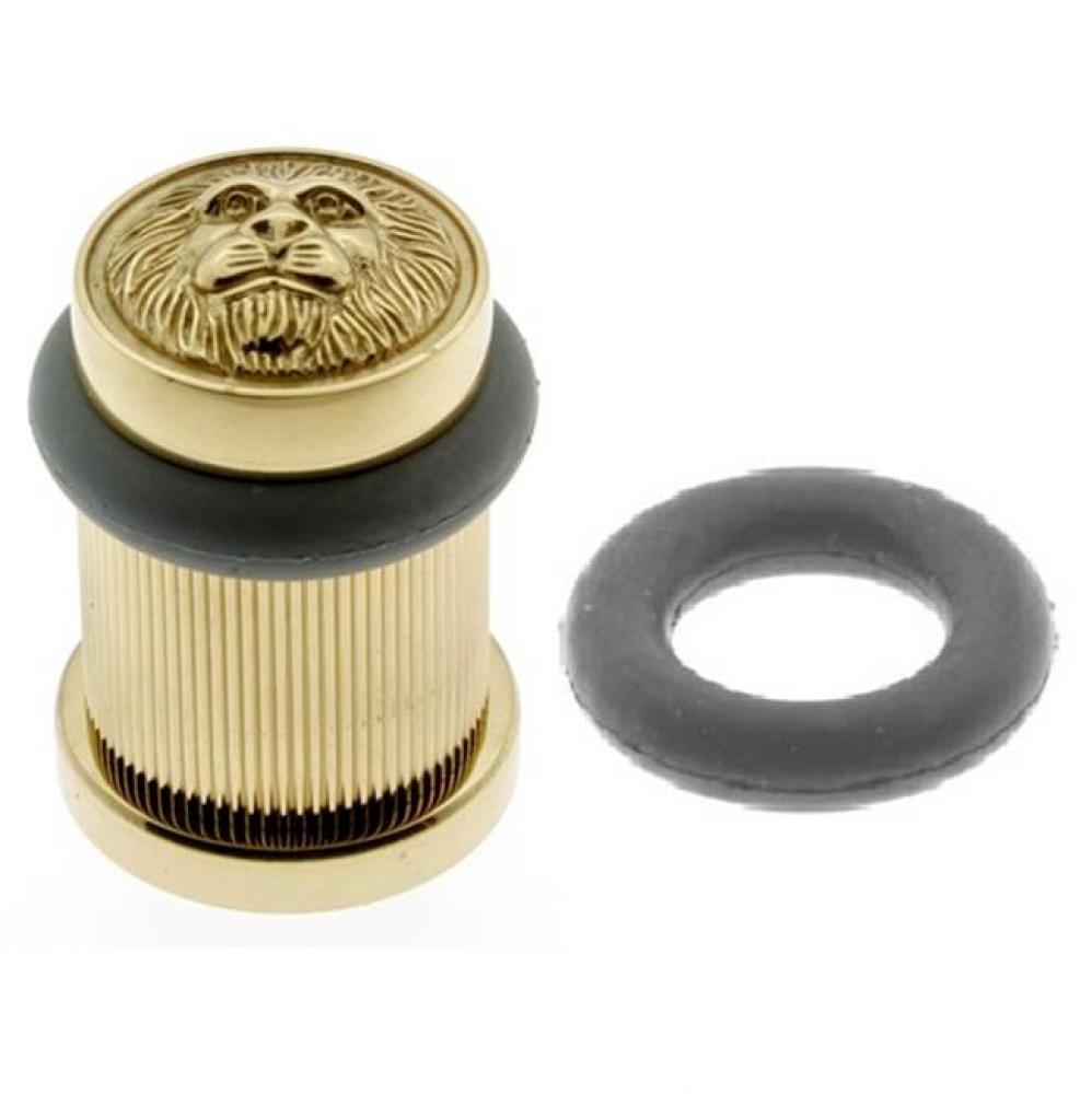 Lion Head Bullet Door Bumper/Stop Polished Brass