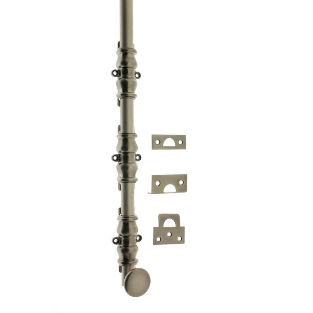 24'' Ornamental Bolt W/ 3-3/8'' Barrel Guide/Round Knob Antique Nickel