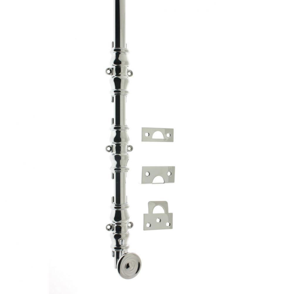 24'' Ornamental Bolt W/ 3-3/8'' Barrel Guide/Swirl Knob Polished Chrome