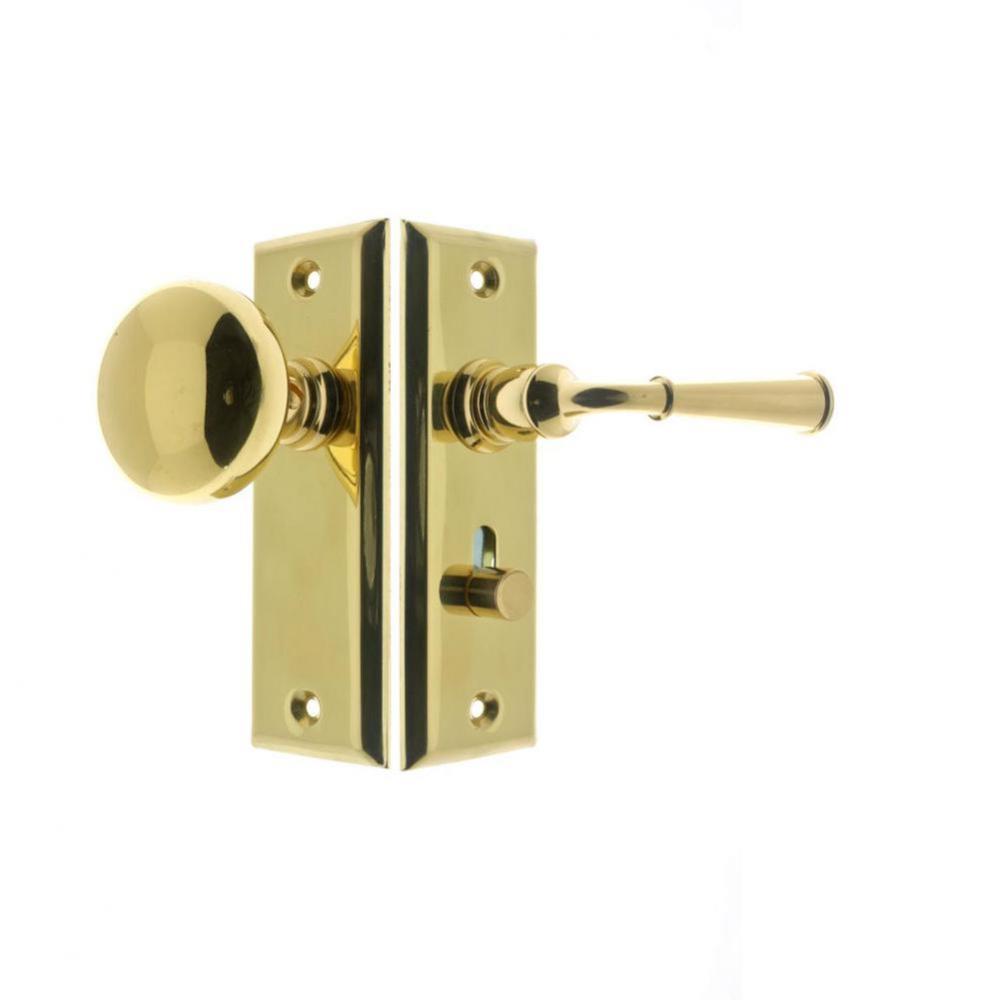 Rectangular Escutcheon Storm Door Latch (Knob & Lever) Polished Brass