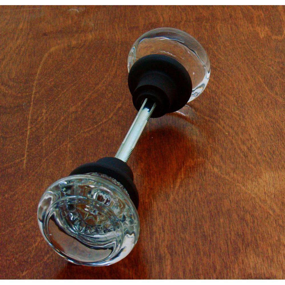 Round Crystal Knob W/ Solid Brass Shank (Two Knobs W/ Spindle) Oil-Rubbed Bronze