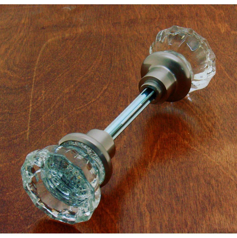 Fluted Crystal Knob W/ Solid Brass Shank (Two Knobs W/ Spindle) Satin Nickel