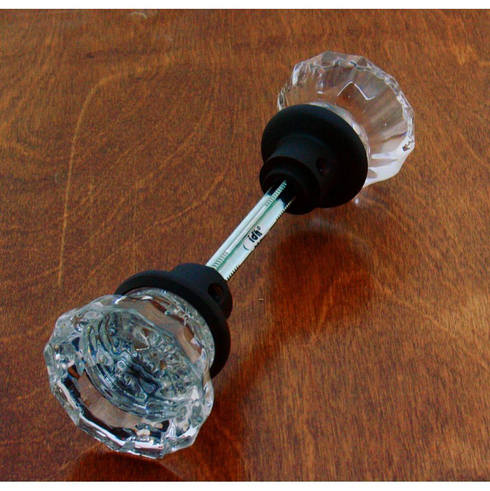 Fluted Crystal Knob W/ Solid Brass Shank (Two Knobs W/ Spindle) Oil-Rubbed Bronze