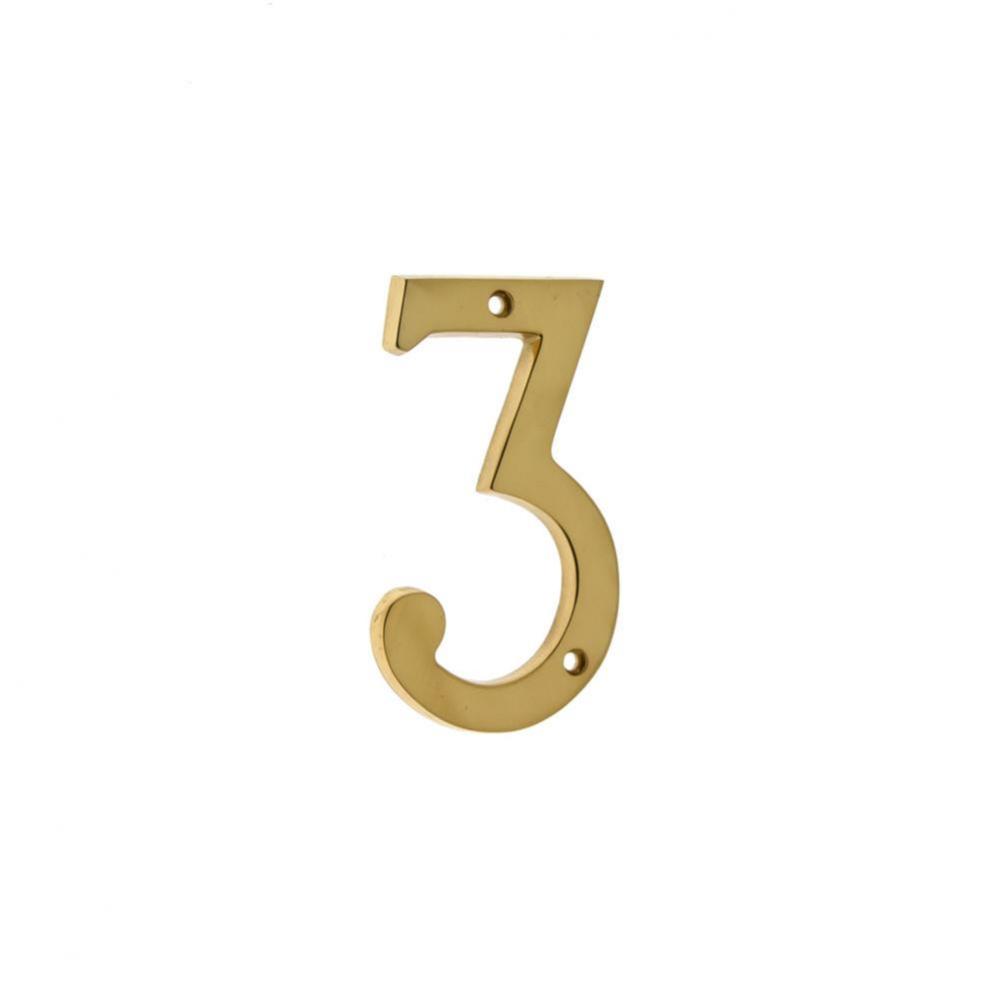 4'' Cast Solid Brass Number: #3 Polished Brass
