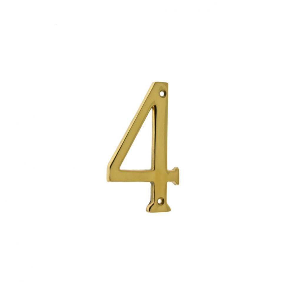 4'' Cast Solid Brass Number: #4 Polished Brass