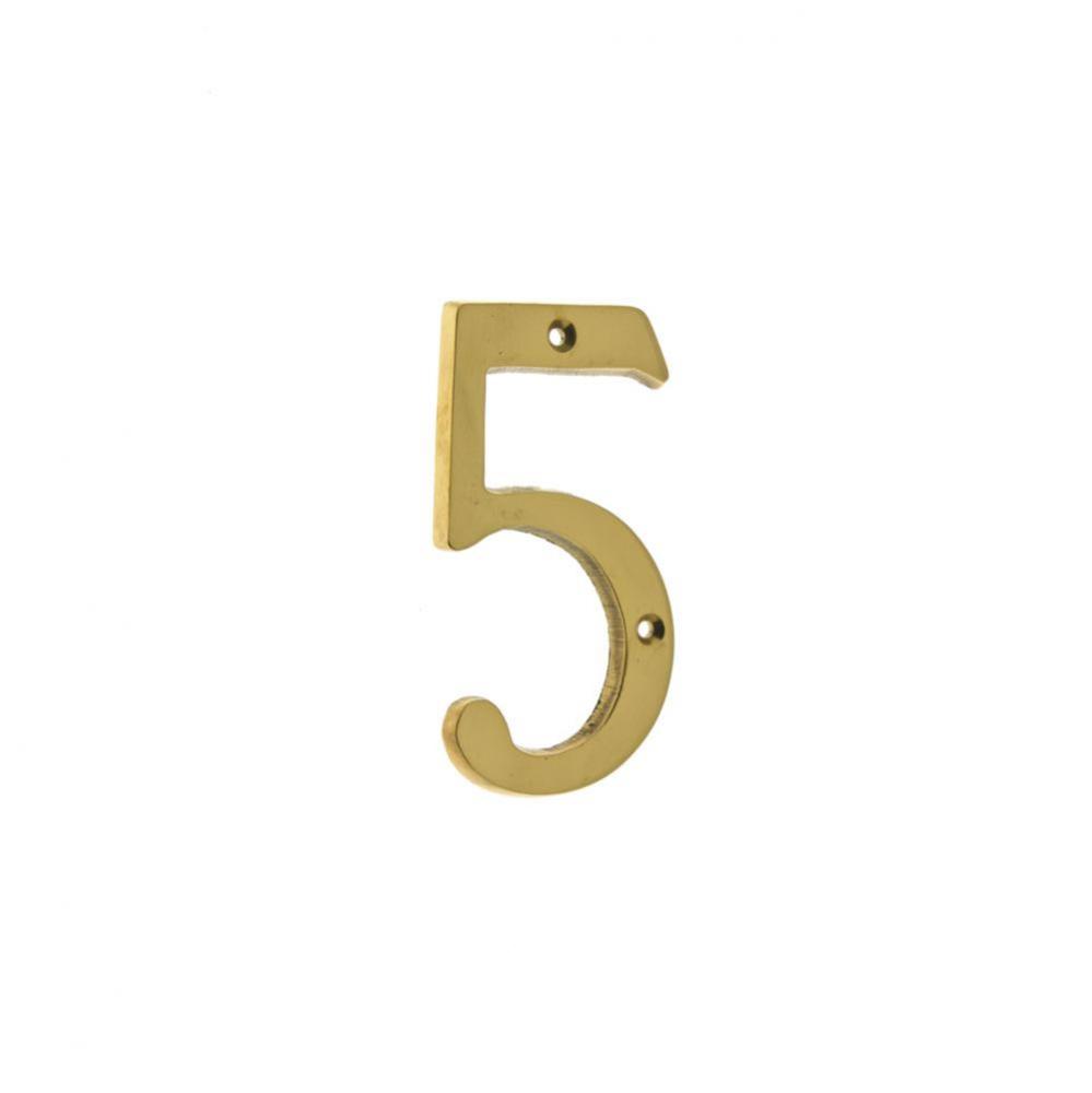 4'' Cast Solid Brass Number: #5 Polished Brass