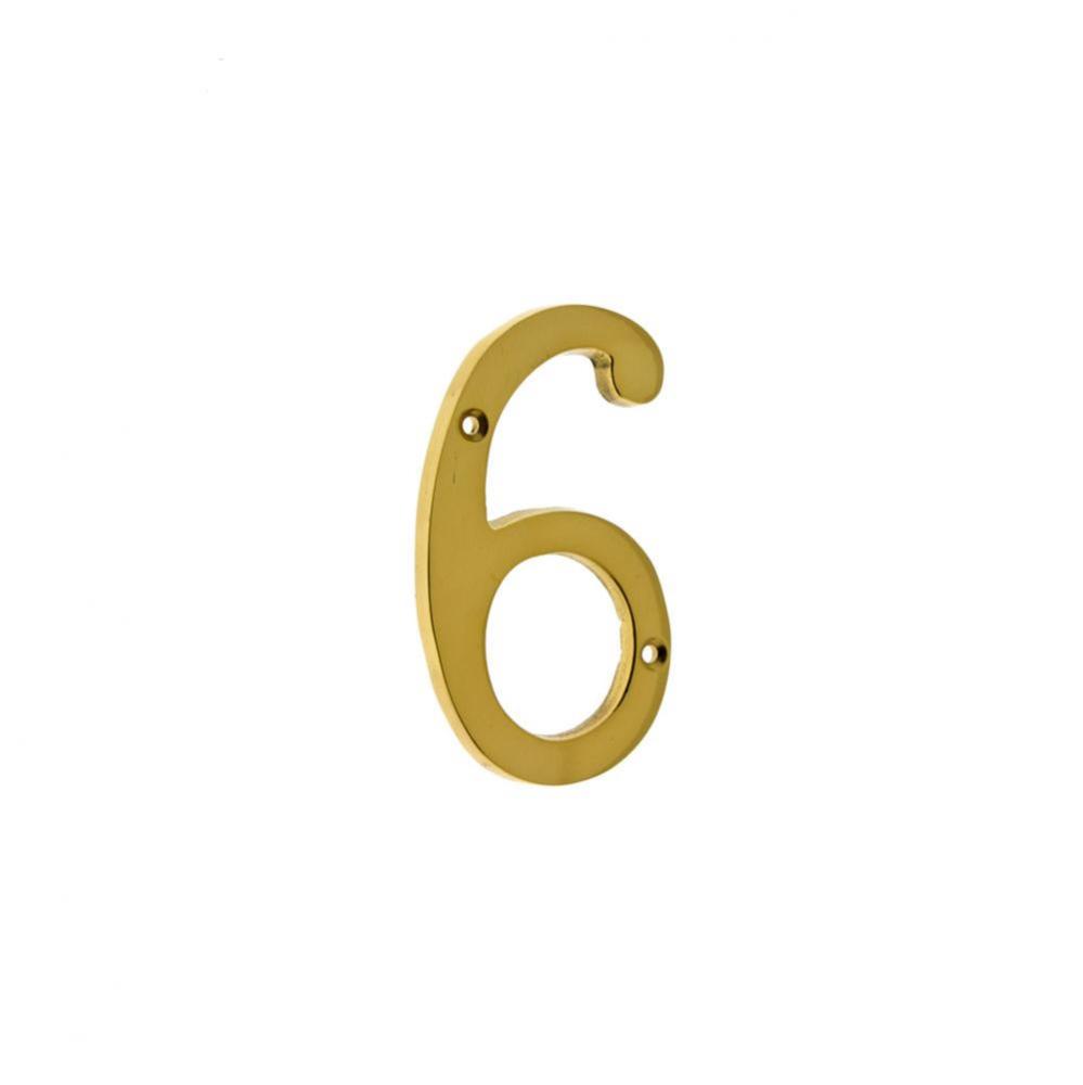4'' Cast Solid Brass Number: #6 Polished Brass