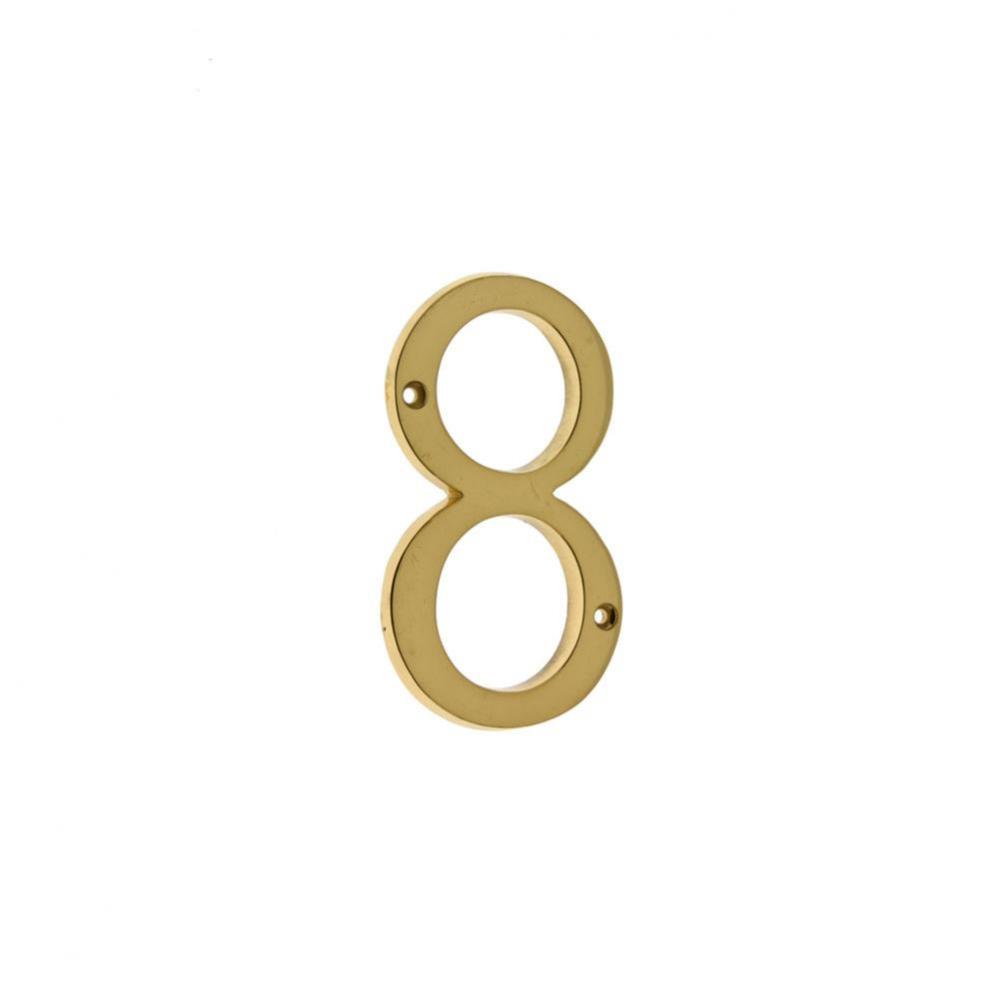 4'' Cast Solid Brass Number: #8 Polished Brass