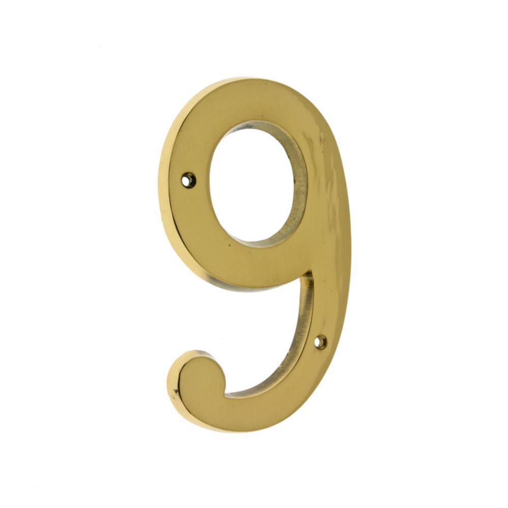 6'' Cast Solid Brass Number: #9 Polished Brass