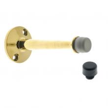 Idh 13004-3NL - Solid Brass 3-3/4'' Base Stop W/ 2 Screw Holes (Surface Mount) Polished Brass No Lacquer