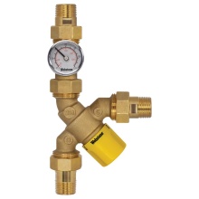 Nibco H-74204W-Y-TG - 1 Mip Lf Br Y-Tmv With Ck & Temp Gauge