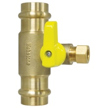 Nibco H-80670W-T34 - 1/4 OD COMP BV X 3/4 PRS RUN T-VLV