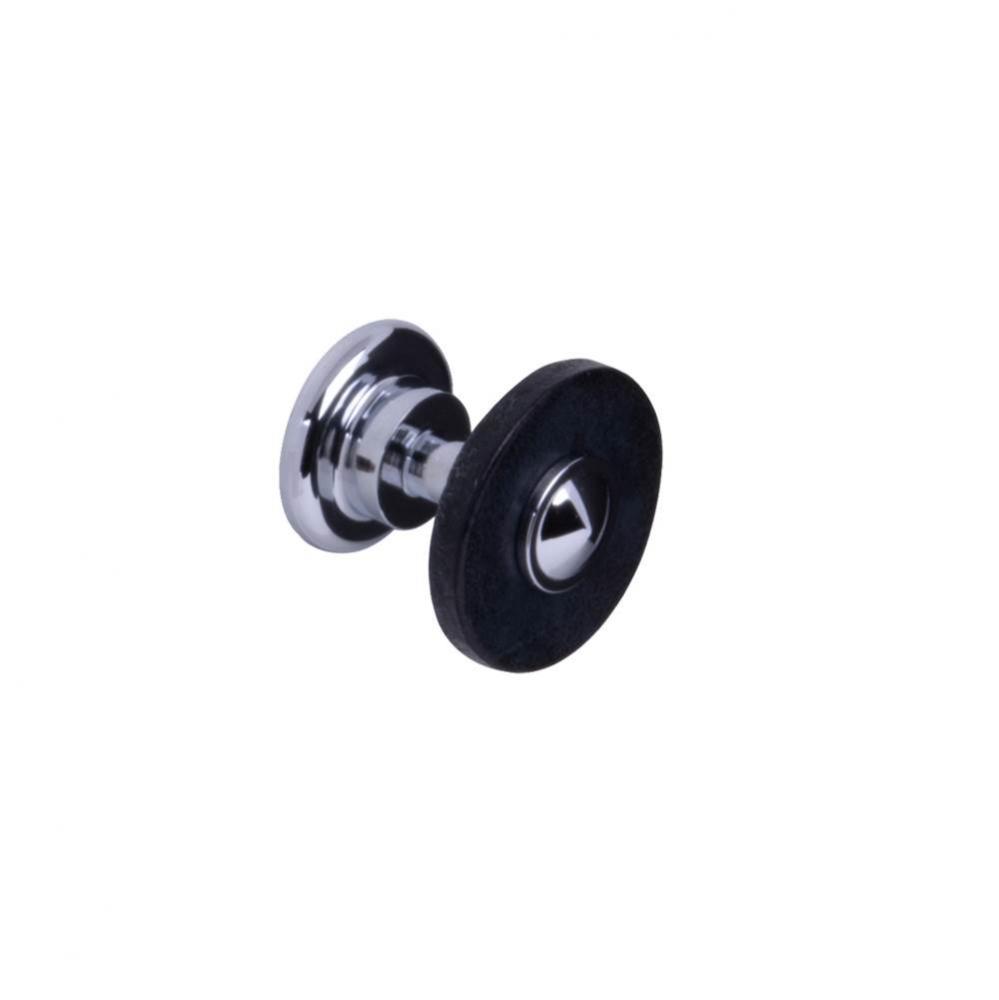 34026/0 Knob, Polished Chrome/ Charcoal Leather