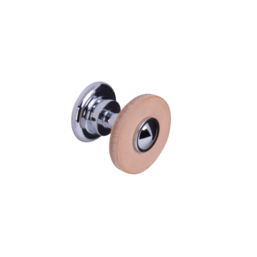 34026/0 Knob, Polished Chrome/ Natural Leather