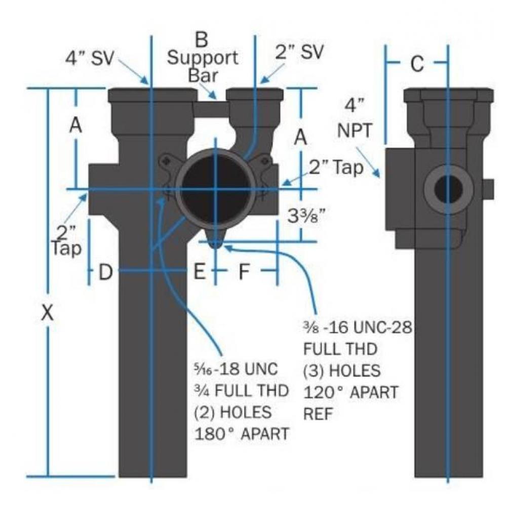 Sv 4 Rh Strt Fit W 4 Tap W/ 9-1/2 Inlet 973R