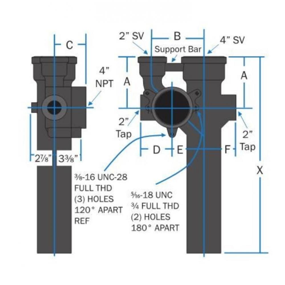 Sv 4 Lh Strt Fit W 4 Tap W/ 9-1/2 Inlet 973L