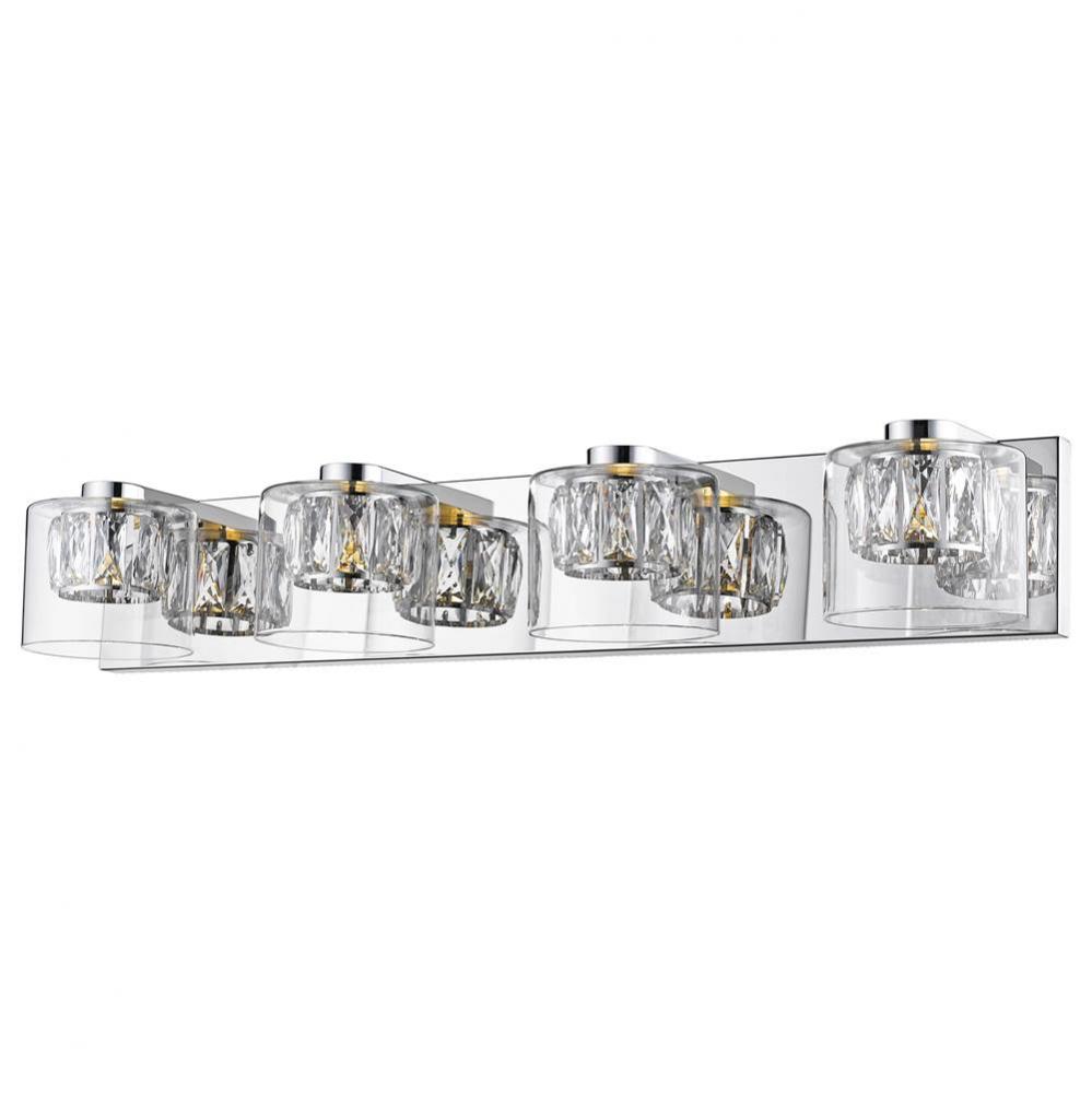 4-Light Crystal with Clear Glass Vanity