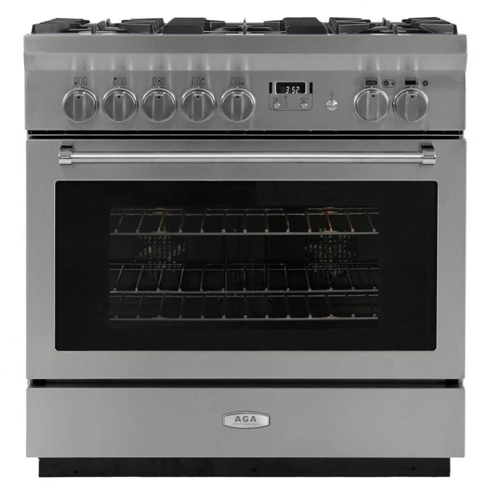 36'' AGA Professional Self-Cleaning Dual Fuel Range - Stainless Steel