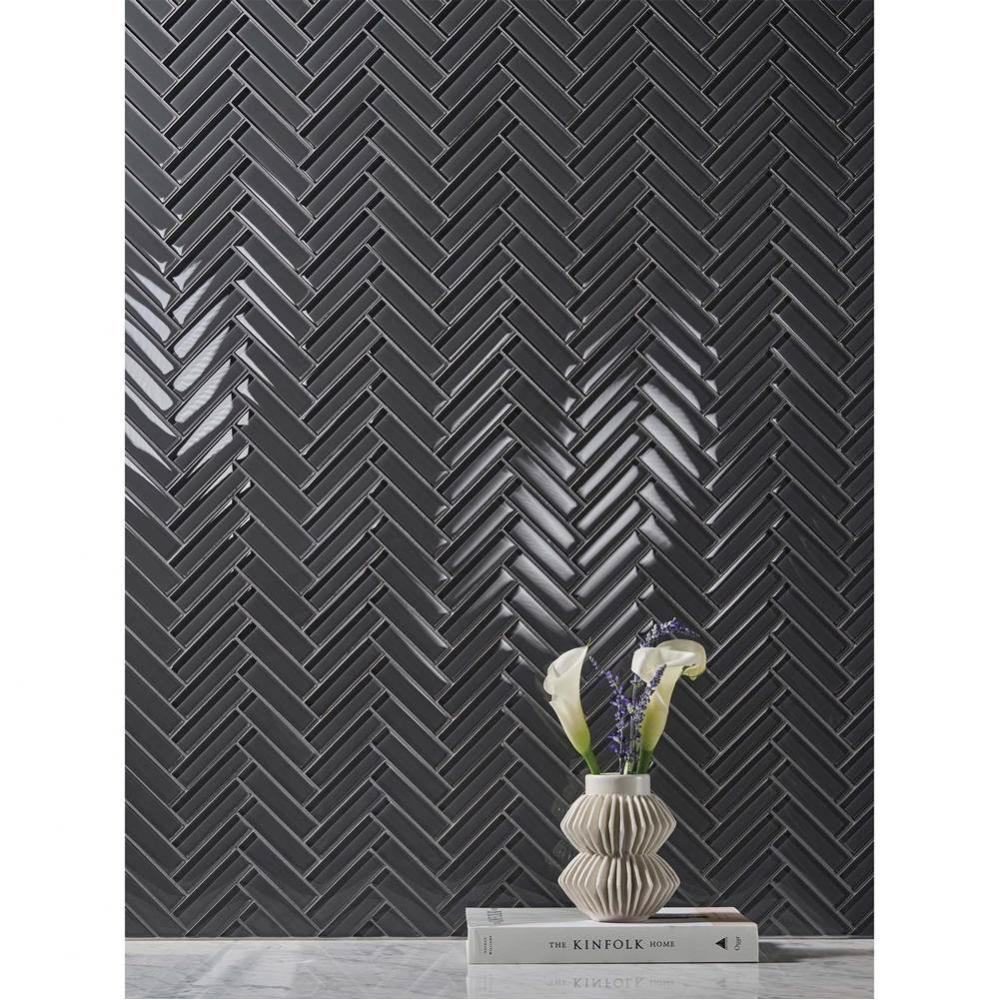 1'' x 4'' Herringbone Lunar Gray Medium (C)