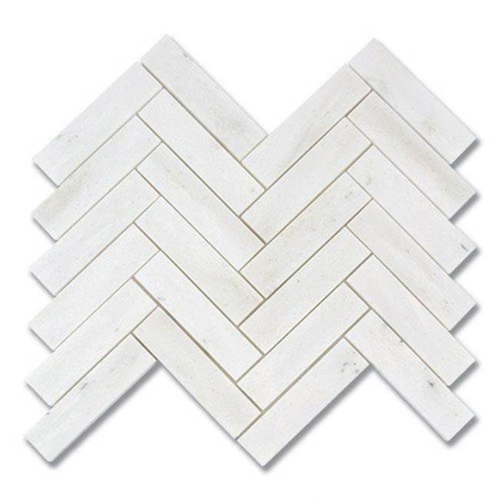 1'' x 4'' Herringbone White Haze (P)