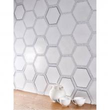 AKDO MB1232-HEX8H2 - Next Hex Thassos (H) with White Terrazzo and Stainless Steel