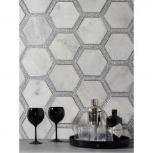 AKDO MB1604-HEX8H2 - Next Hex Carrara Bella (H) with Gray Terrazzo and Stainless Steel