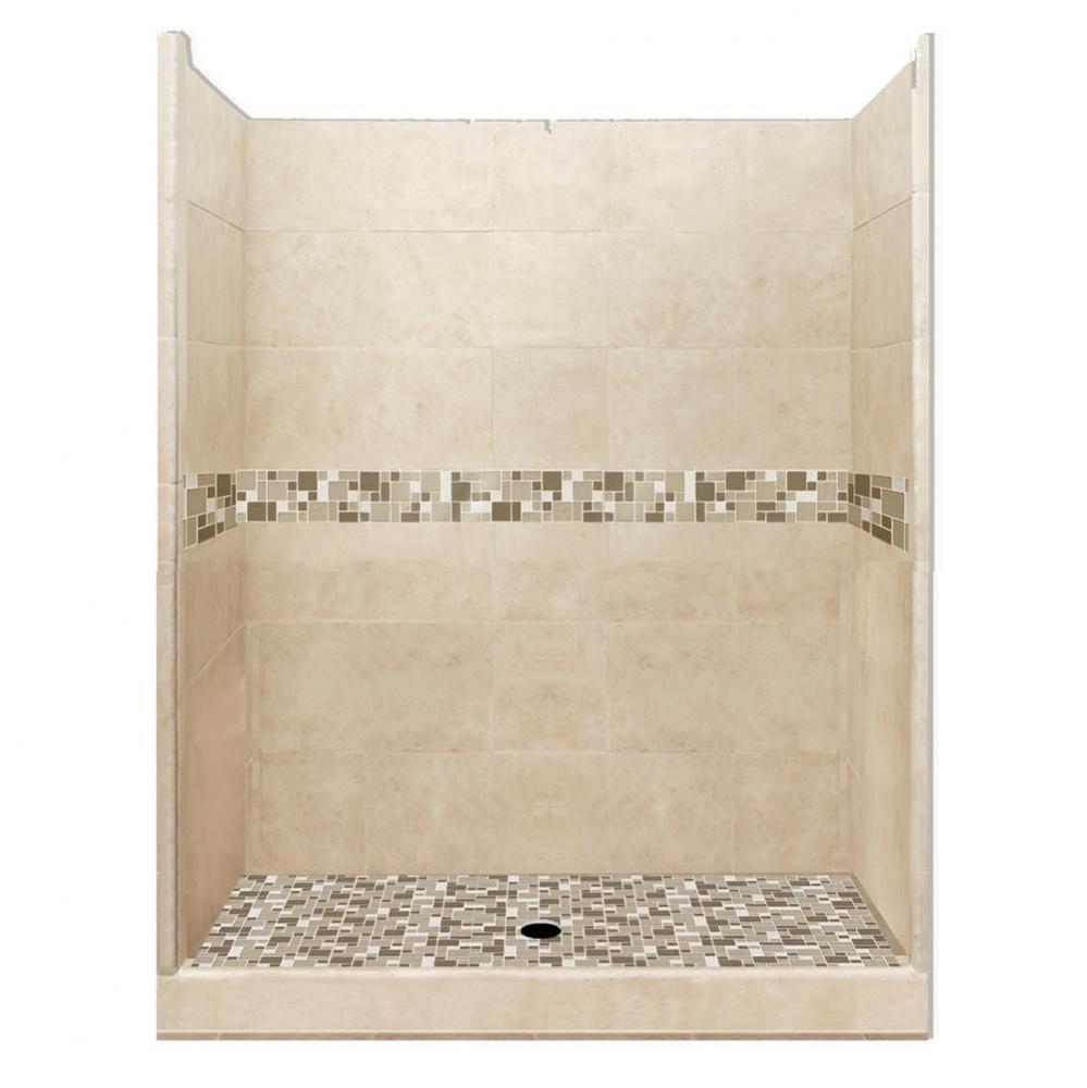 54 x 42 x 80 Tuscany Basic Alcove Shower Kit in Brown Sugar with No Finish