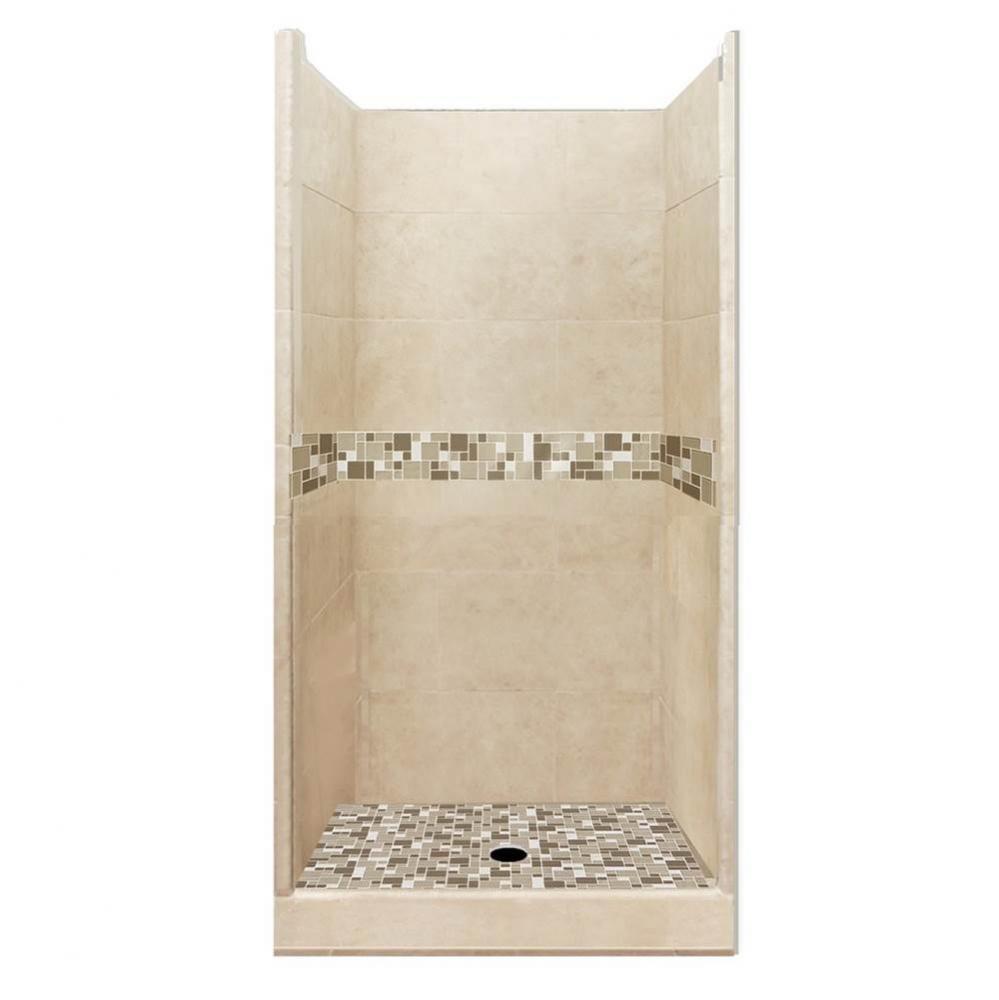 36 x 36 x 80 Tuscany Basic Alcove Shower Kit in Brown Sugar with No Finish