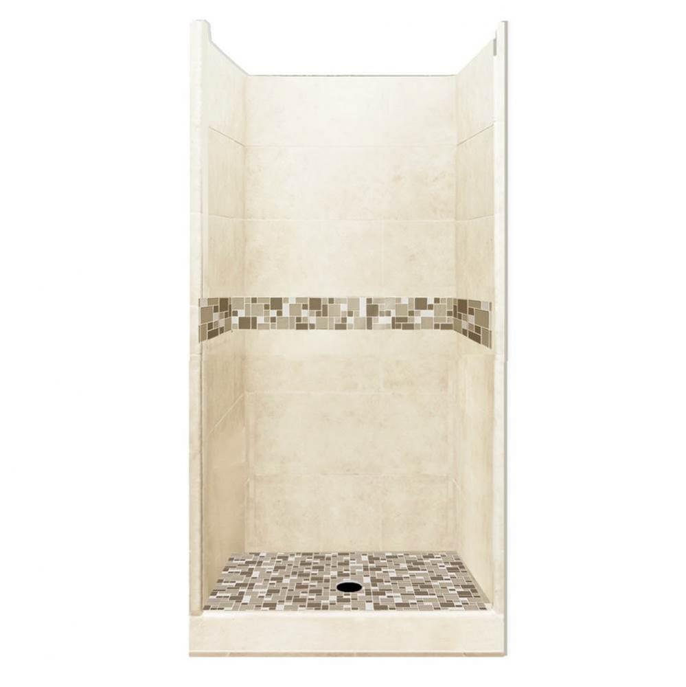 36 x 36 x 80 Tuscany Basic Alcove Shower Kit in Desert Sand with No Finish