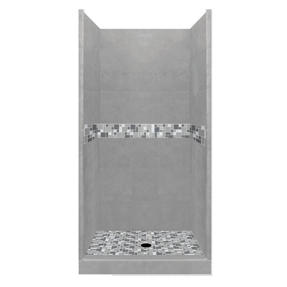 36 x 36 x 80 Newport Basic Alcove Shower Kit in Wet Cement with No Finish