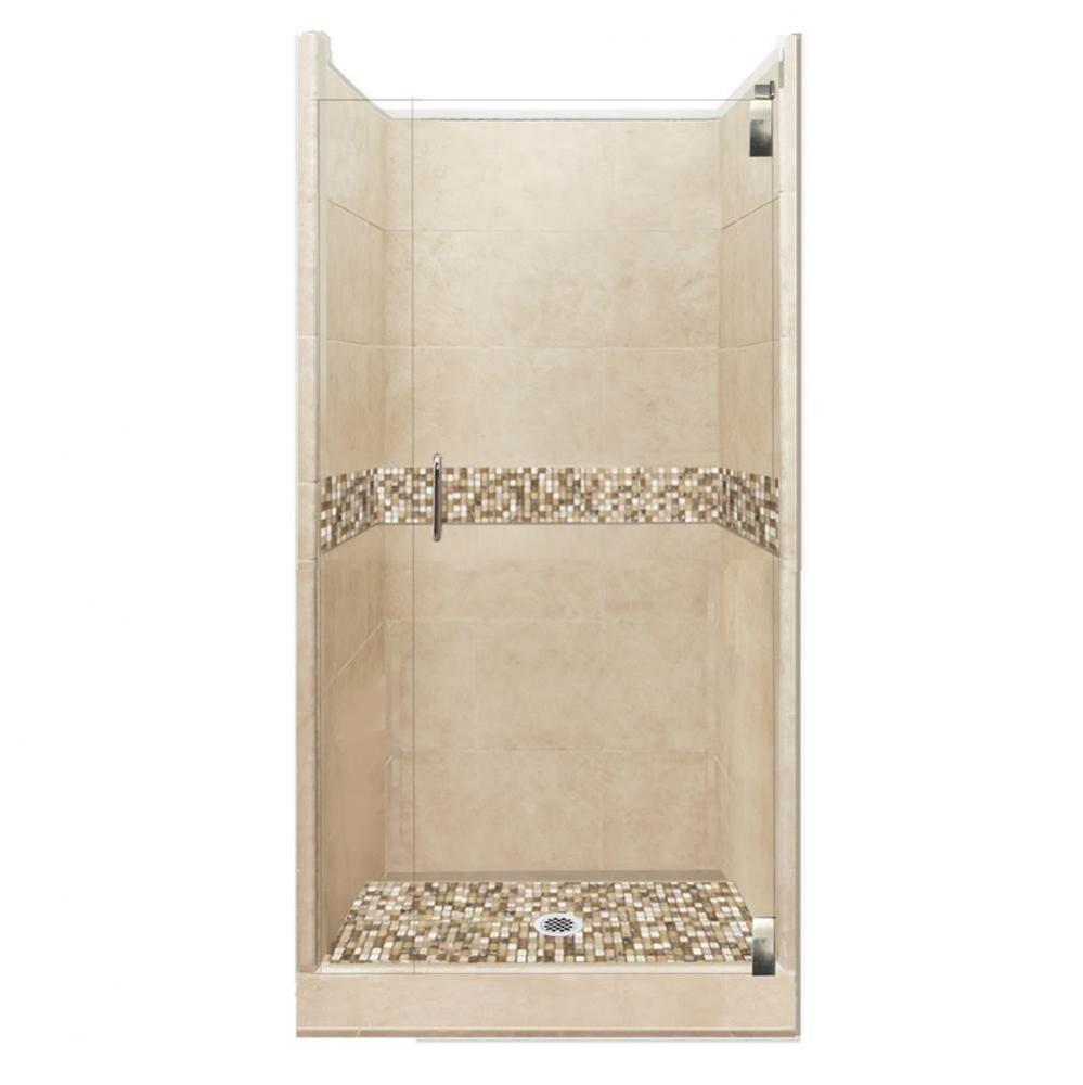 48 x 36 x 80 Roma Grand Alcove Shower Kit in Brown Sugar with Satin Nickel Finish
