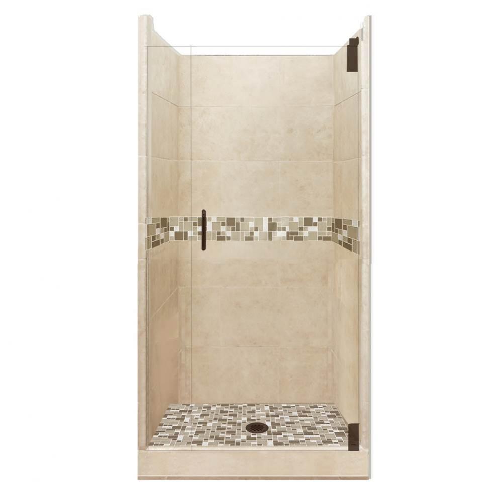 38 x 38 x 80 Tuscany Grand Alcove Shower Kit in Brown Sugar with Old World Bronze Finish