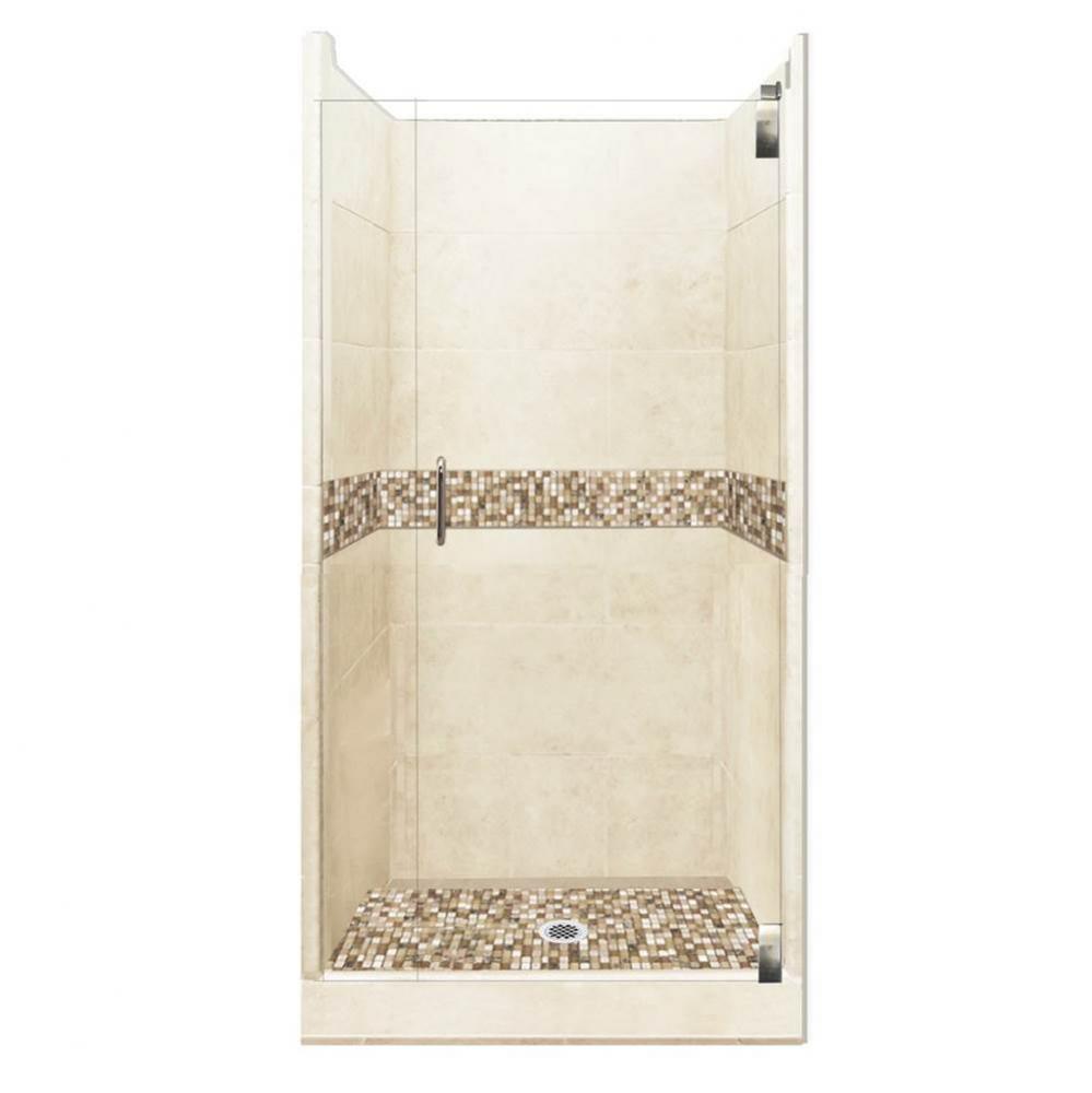 36 x 32 x 80 Roma Grand Alcove Shower Kit in Desert Sand with Satin Nickel Finish