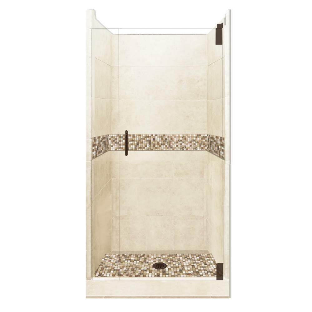36 x 36 x 80 Roma Grand Alcove Shower Kit in Desert Sand with Old World Bronze Finish