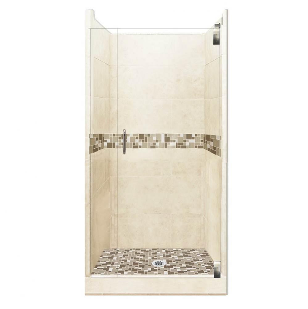 48 x 42 x 80 Tuscany Grand Alcove Shower Kit in Desert Sand with Satin Nickel Finish
