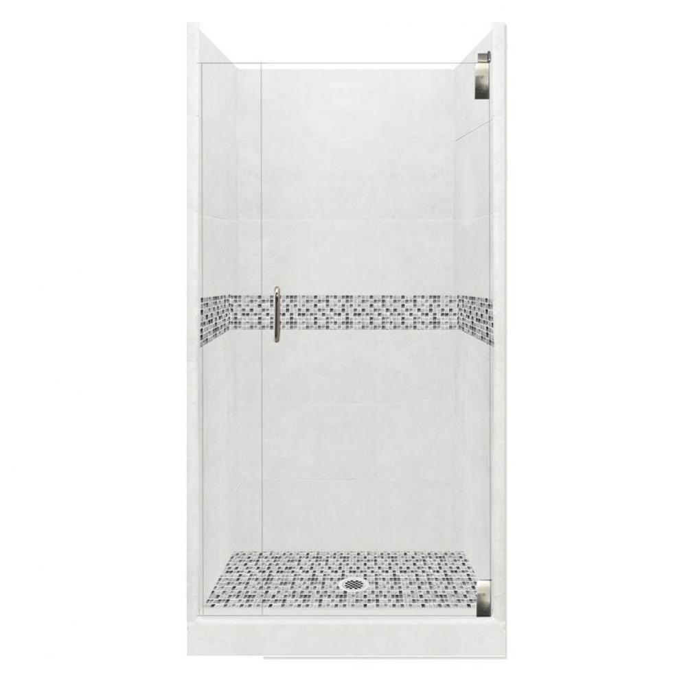 42 x 36 x 80 Del Mar Grand Alcove Shower Kit in Natural Buff with Chrome Finish