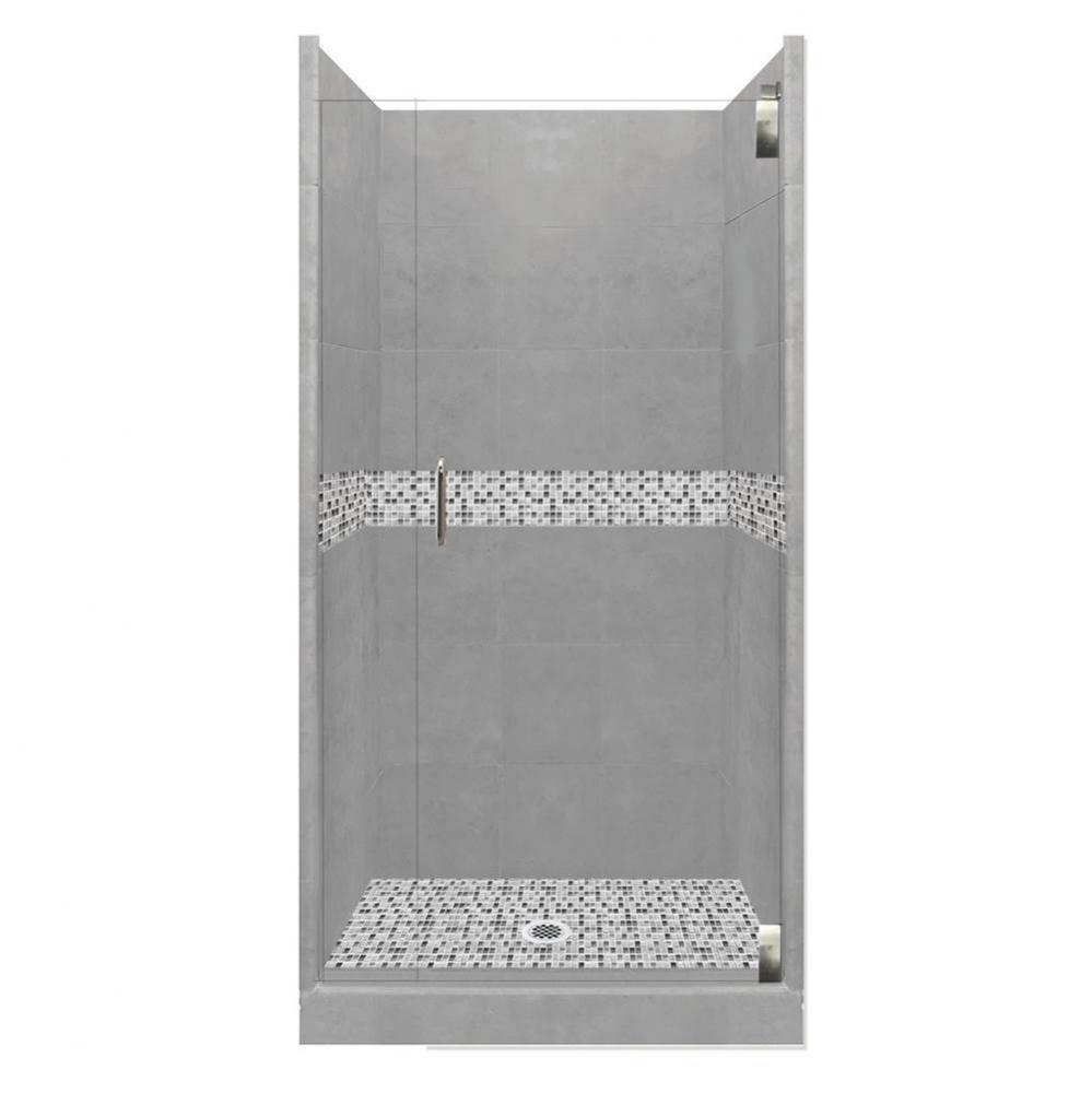 54 x 36 x 80 Del Mar Grand Alcove Shower Kit in Wet Cement with Satin Nickel Finish