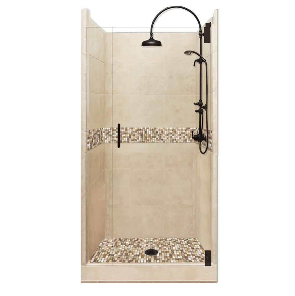 38 x 38 x 80 Roma Luxe Alcove Shower Kit in Brown Sugar with Old World Bronze Finish