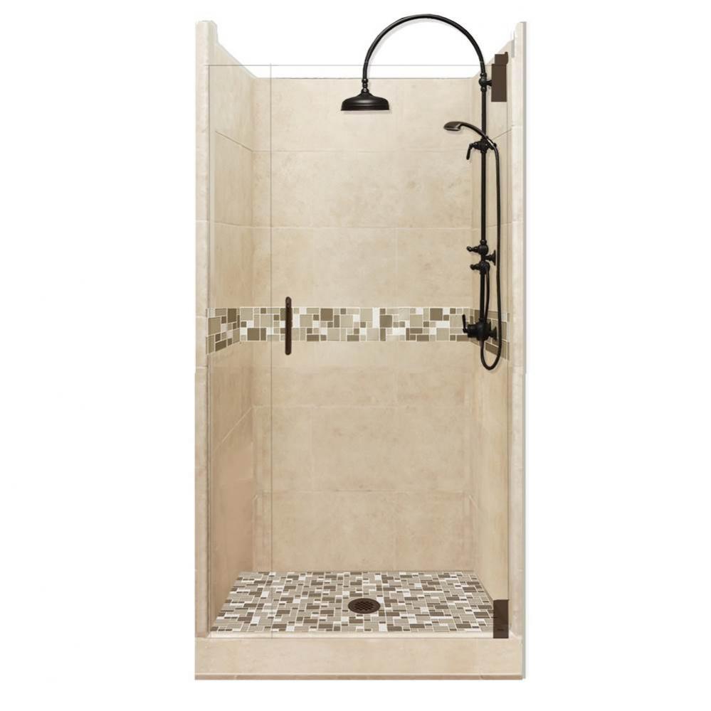 38 x 38 x 80 Tuscany Luxe Alcove Shower Kit in Brown Sugar with Old World Bronze Finish