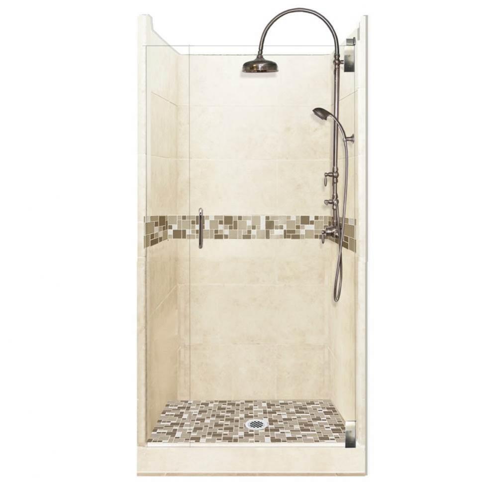 42 x 36 x 80 Tuscany Luxe Alcove Shower Kit in Desert Sand with Satin Nickel Finish