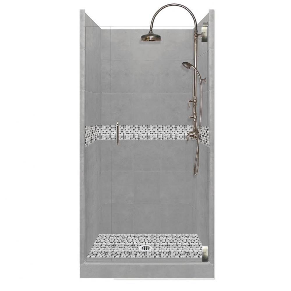48 x 42 x 80 Del Mar Luxe Alcove Shower Kit in Wet Cement with Chrome Finish