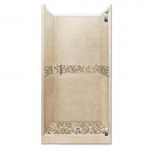 American Bath Factory AGH-5436BR-CD-SN - 54 x 36 x 80 Roma Grand Alcove Shower Kit in Brown Sugar with Satin Nickel Finish