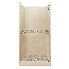 American Bath Factory AGH-3632BT-CD-SN - 36 x 32 x 80 Tuscany Grand Alcove Shower Kit in Brown Sugar with Satin Nickel Finish