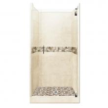 American Bath Factory AGH-4236DT-CD-SN - 42 x 36 x 80 Tuscany Grand Alcove Shower Kit in Desert Sand with Satin Nickel Finish