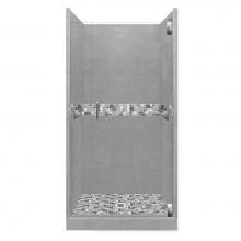 American Bath Factory AGH-3636WN-CD-CH - 36 x 36 x 80 Newport Grand Alcove Shower Kit in Wet Cement with Chrome Finish