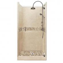 American Bath Factory ALH-3838BR-CD-SN - 38 x 38 x 80 Roma Luxe Alcove Shower Kit in Brown Sugar with Satin Nickel Finish